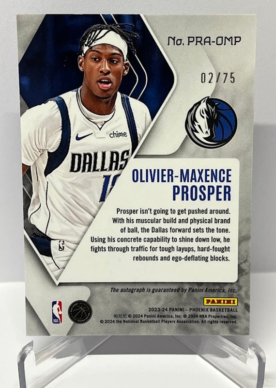 2023-24 Panini Phoenix AUTO RC Olivier-Maxence Prosper Mavericks 02/75*4