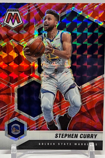 2020-21 Panini Mosaic Red Reactive Prizm Stephen Curry Warriors #175
