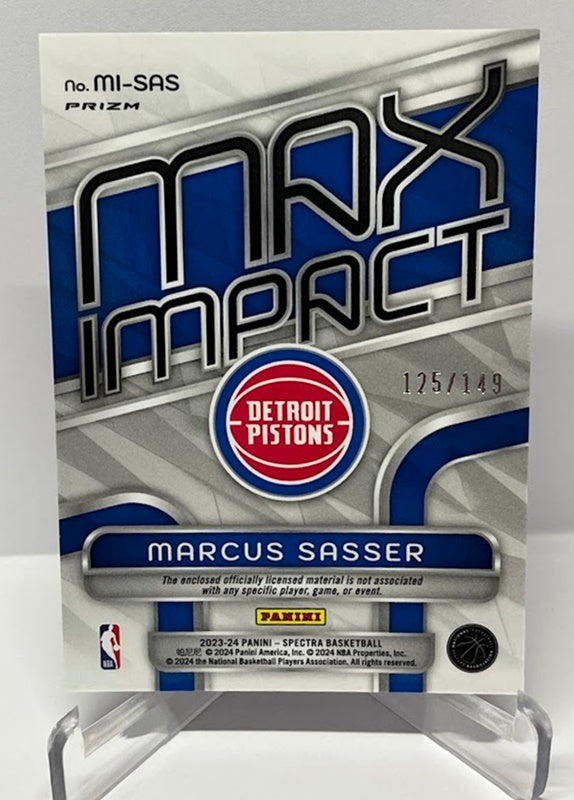 2023-24 Panini Spectra Max Impact Prizm 3 cl Patch RC Marcus Sasser Pistons 125/149 *4