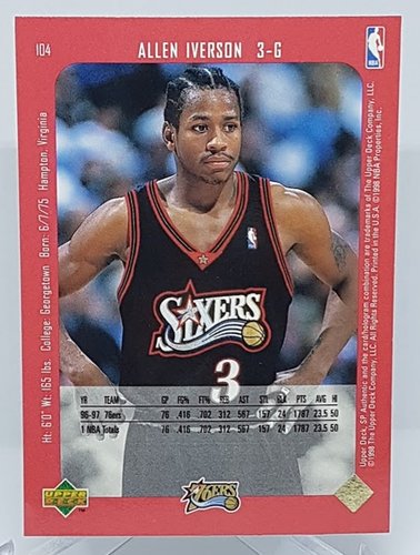 1998 Upper Deck SP Authentic Allen Iverson 76ers #104