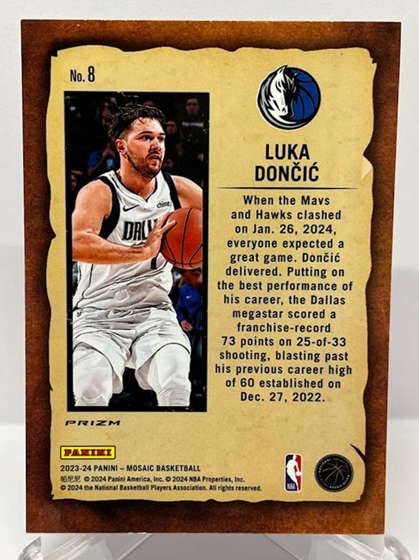 2023-24 Panini Mosaic Prizm Notoriety Luka Doncic Dallas Mavericks #8 *4