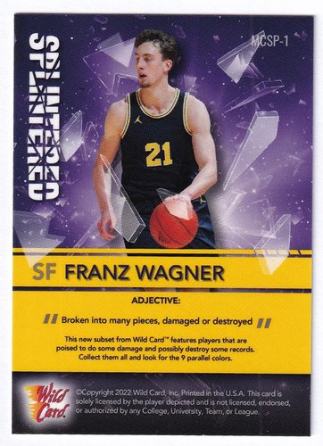 2022 Wild Card Splintered Las Vegas Exclusive Franz Wagner 49/99