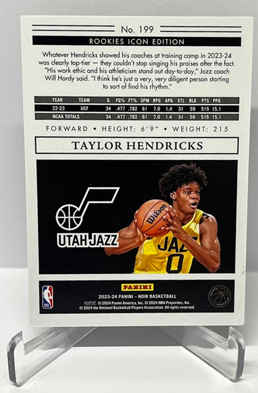 2023-24 Panini Noir RC Taylor Hendricks Utah Jazz 44/99 #199 *4