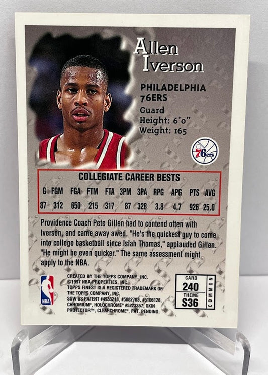 1997 Topps Finest Sterling Allen Iverson Philadelphia 76ers #240