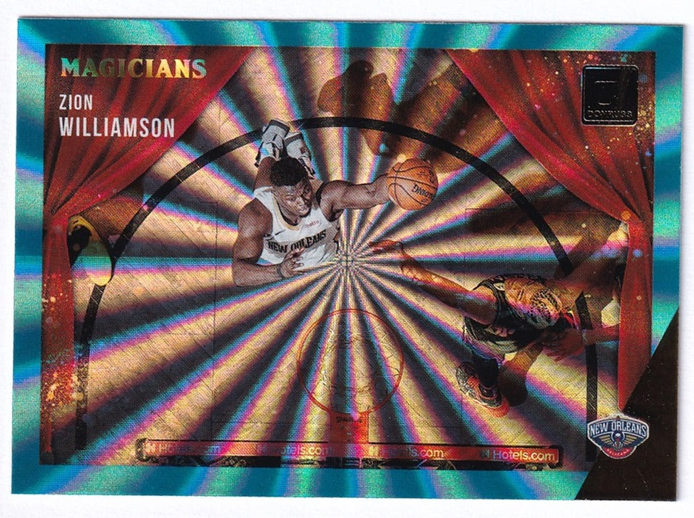 2021-22 Panini Donruss Magicians Teal Laser Zion Williamson Pelicans #8
