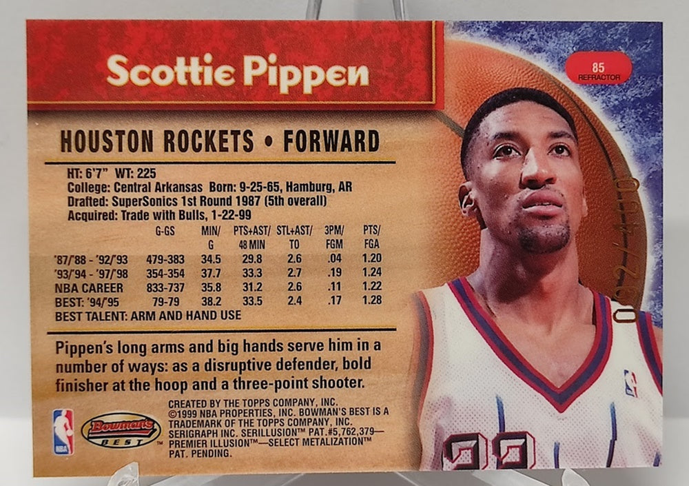 1999-00 Topps Bowmans Best Refractor Scottie Pippen Rockets 092/400 *2