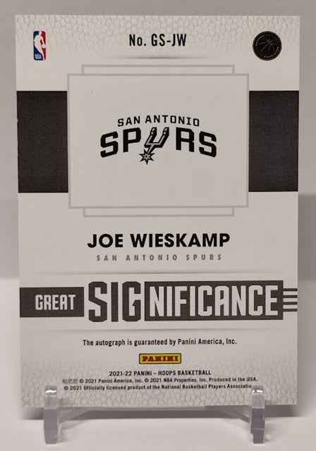 2021-22 Panini Hoops Great Significance RC Joe Wieskamp Spurs