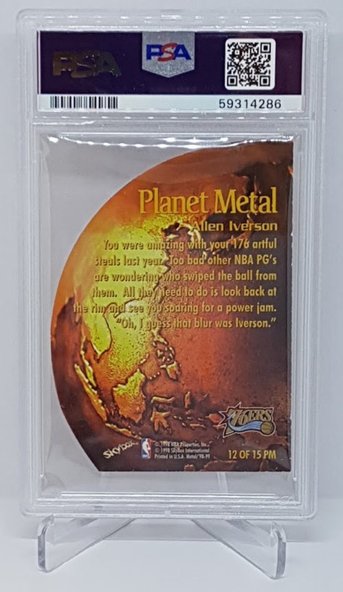 1998 Skybox Metal Universe Planet Metal Die-Cut Allen Iverson 76ers #12 PSA 7