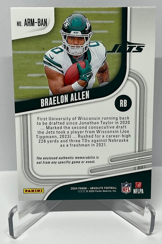 2024 Panini Absolute Rookie Materials RC Braelon Allen New York Jets *3