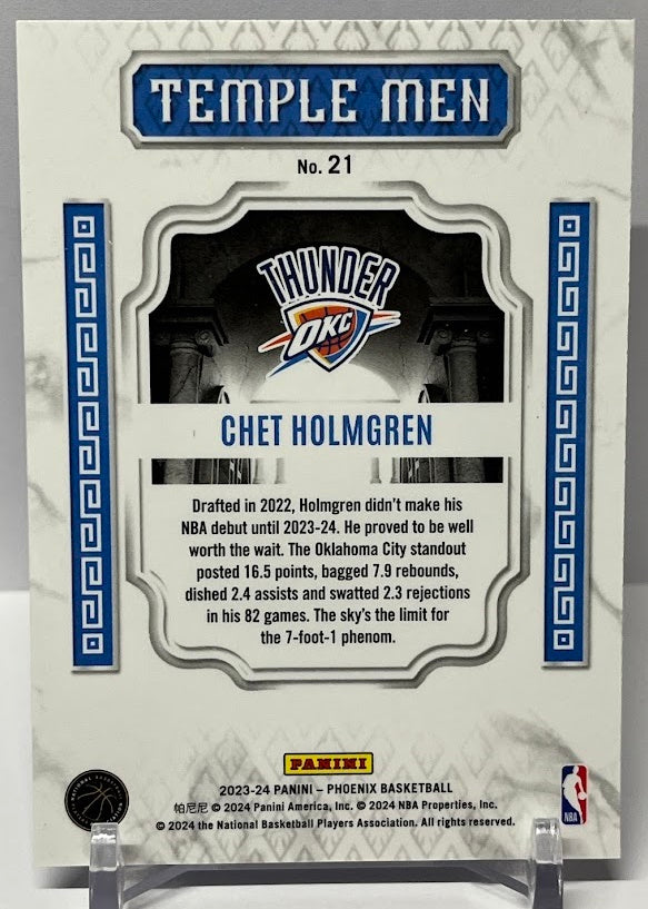 2023-24 Panini Phoenix Temple Men Blue Cracked Ice Chet Holmgren Thunder