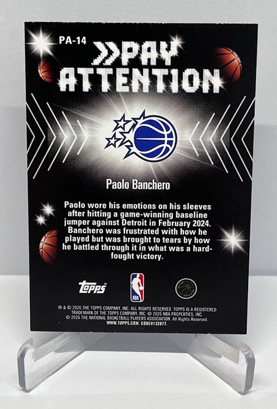 2026 Topps Hoops Pay Attention Paolo Banchero Orlando Magic #PA-14
