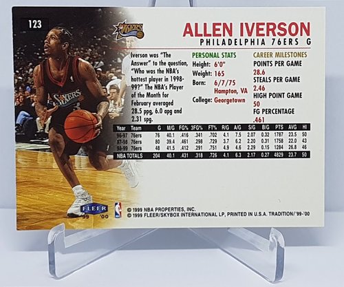 1999-00 Fleer Tradition light blue Allen Iverson with Kobe 76ers #33