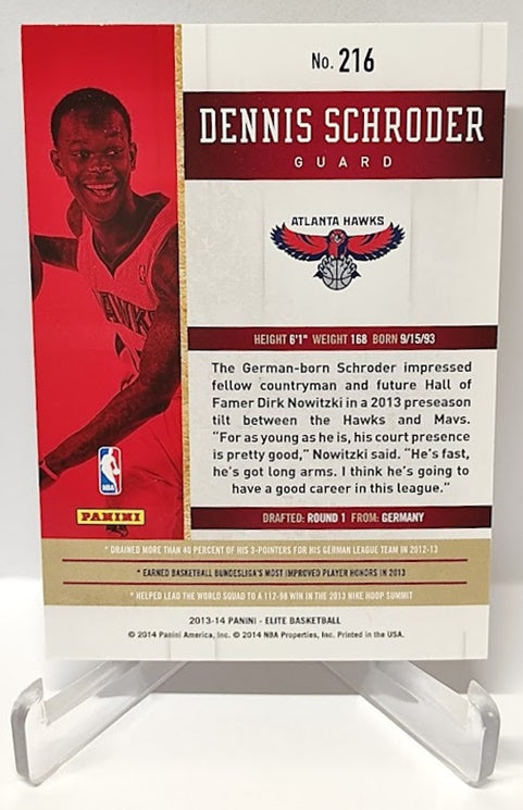 2013-14 Panini Elite RC Dennis Schröder Hawks 508/999 #216 *2