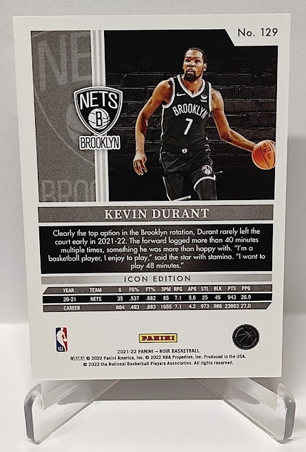 2021-22 Panini Noir Kevin Durant Brooklyn Nets 08/35 #129 *2