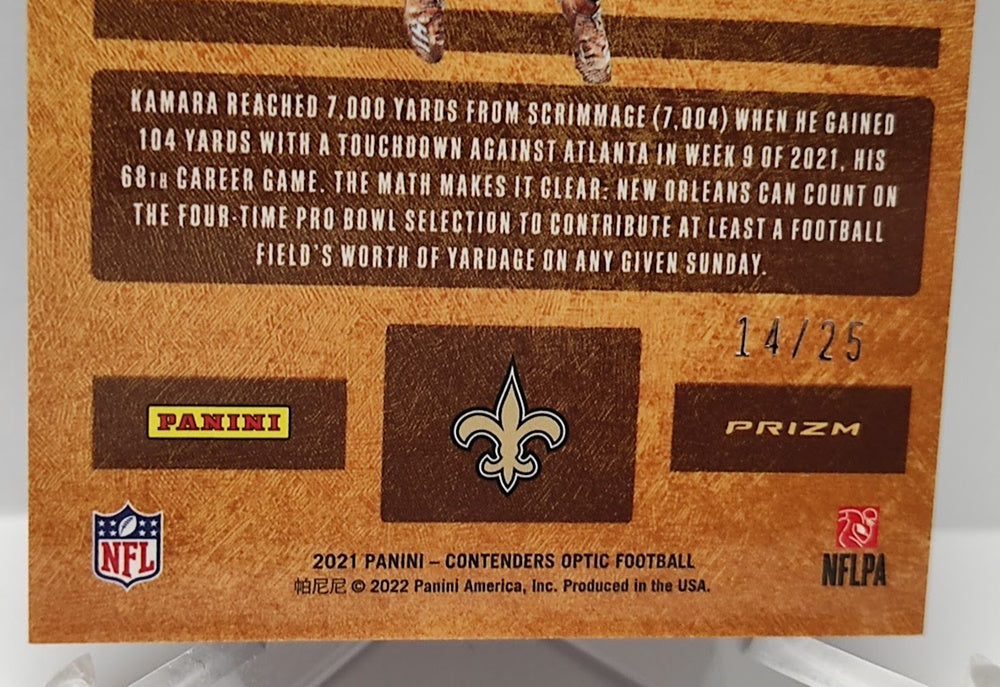 2021 Panini Contenders Optic Splitting Image Alvin Kamara Saints 14/25 *2