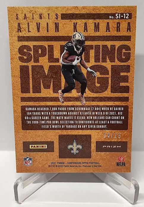 2021 Panini Contenders Optic Splitting Image Alvin Kamara Saints 14/25 *2