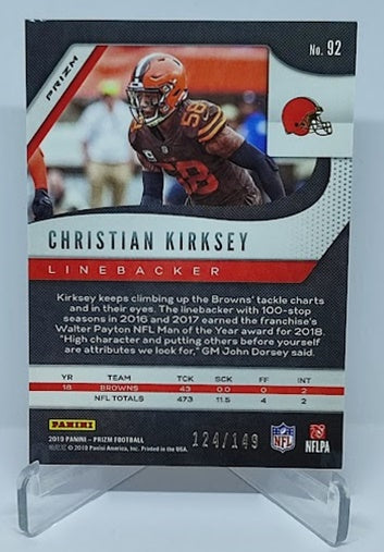 2019 Panini Prizm Red Wave Prizm Christian Kirksey Browns 124/149 #92