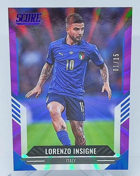 2021-22 Panini Score FIFA Purple Laser Lorenzo Insigne Italy 01/15 #81