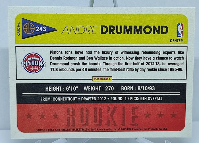 2012-13 Panini Past & Present Rookie Andre Drummond Detroit Pistons #243