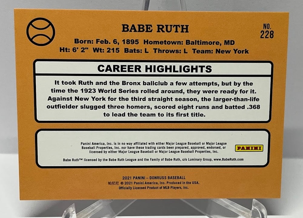 2021 Panini Donruss Babe Ruth New York 0026/2021 #228 *4