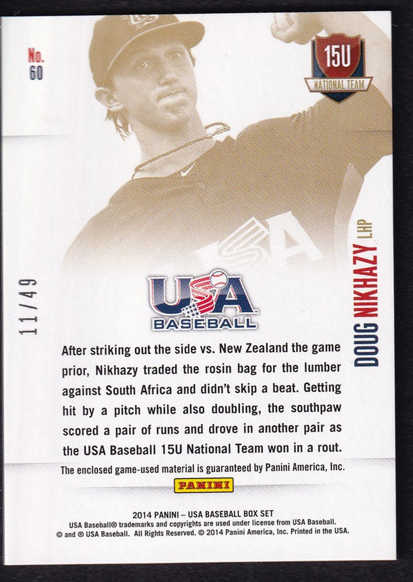 2014 Panini USA Baseball National Team Memorabilia Doug Nikhazy 11/49 #60