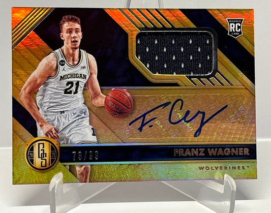 2021 Panini Chronicles Gold Standard AU RC Franz Wagner Michigan 73/99