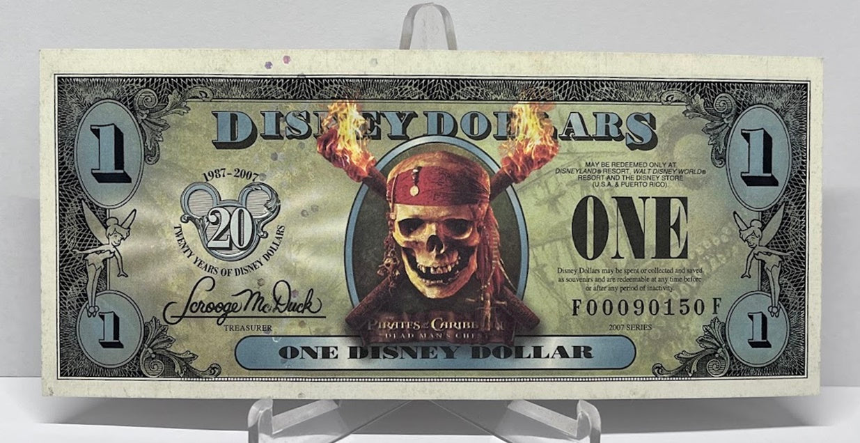 $1 Disney Dollar 20 Years 2007 Pirates of the Caribbean Flying Dutchman