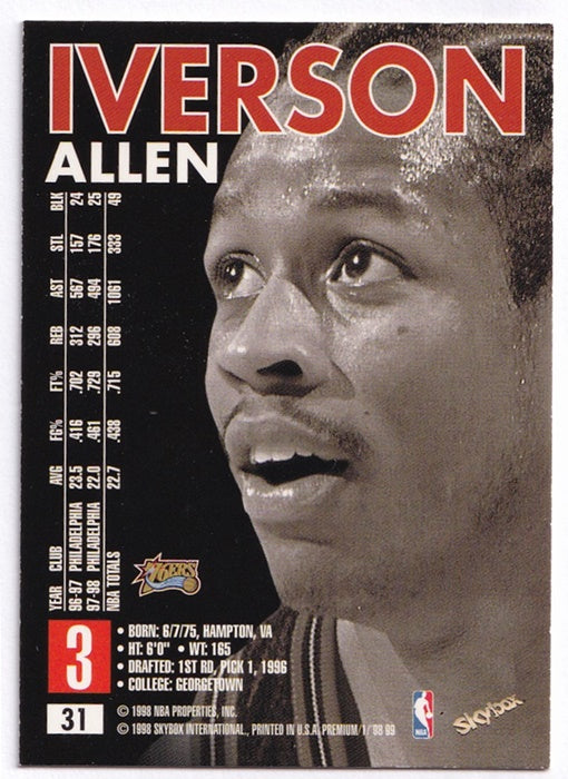 1998 Skybox International Premium Allen Iverson 76ers #31