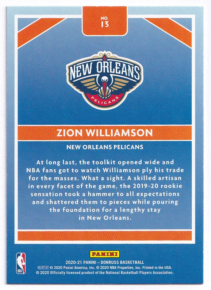 2020-21 Panini Donruss Craftsmen Zion Williamson Pelicans #13