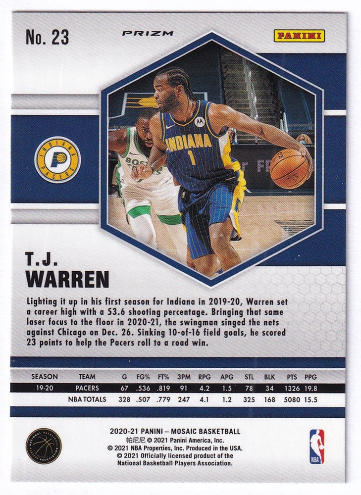 2020-21 Panini Mosaic Prizm TJ Warren Pacers #23