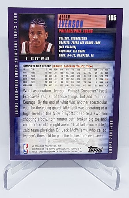 2000-01 Topps Allen Iverson 76ers #165