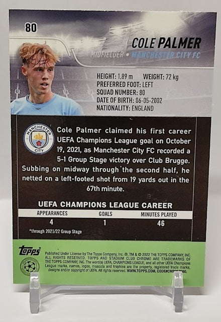 2021-22 Topps Stadium Club Chrome RC Cole Palmer Manchester City #80