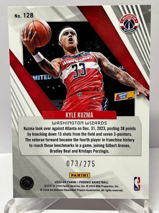 2023-24 Panini Phoenix Blue Lazer Kyle Kuzma Wizards 073/275 #128