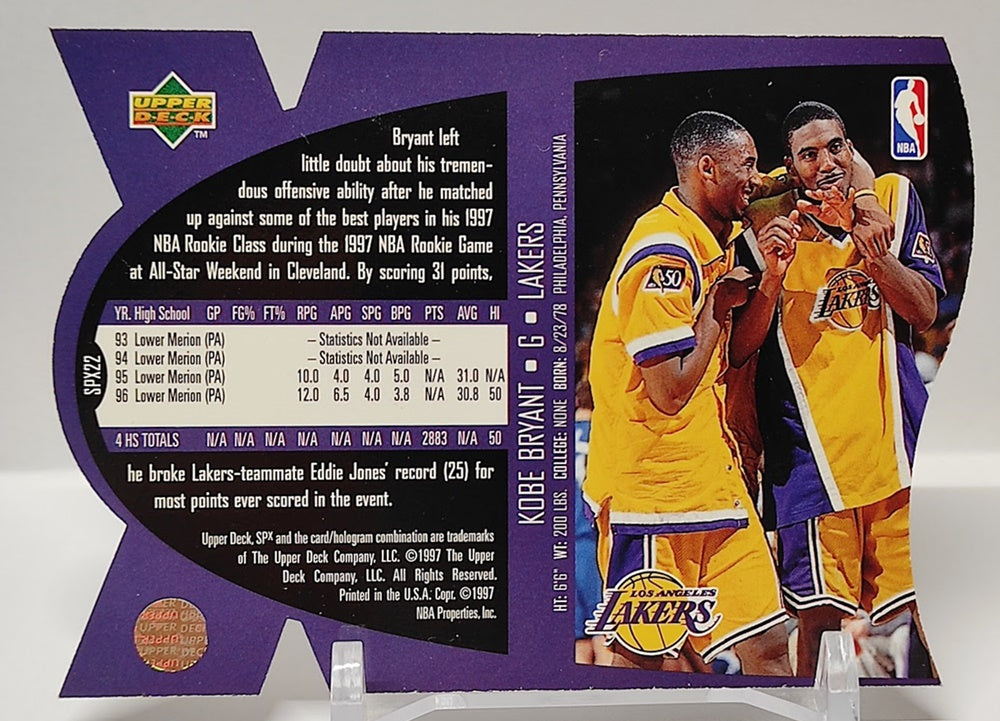 1996-97 Upper Deck SPx Die-Cut Kobe Bryant Lakers #22 *2