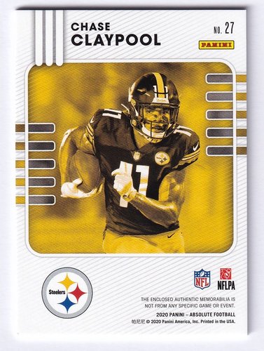 2020 Panini Absolute Rookie Material RC Chase Claypool Steelers #27