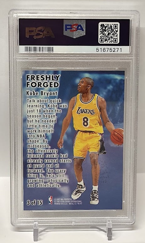 1996-97 Fleer Metal Freshly Forged Kobe Bryant Lakers #3 PSA 8 *2