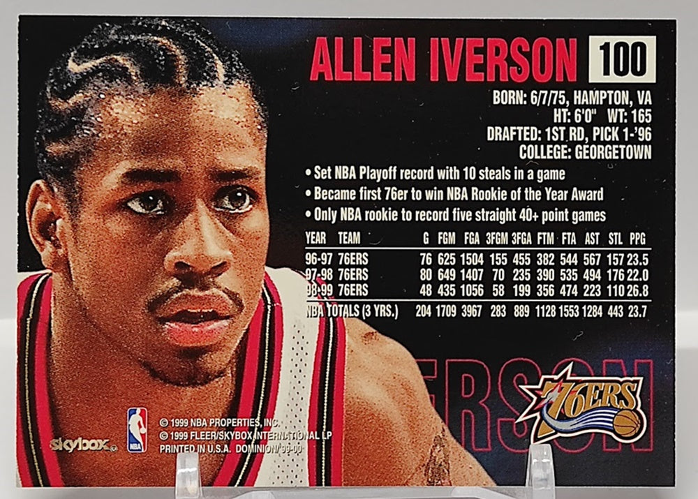 1999 Skybox Dominion Allen Iverson Philadelphia 76ers #100