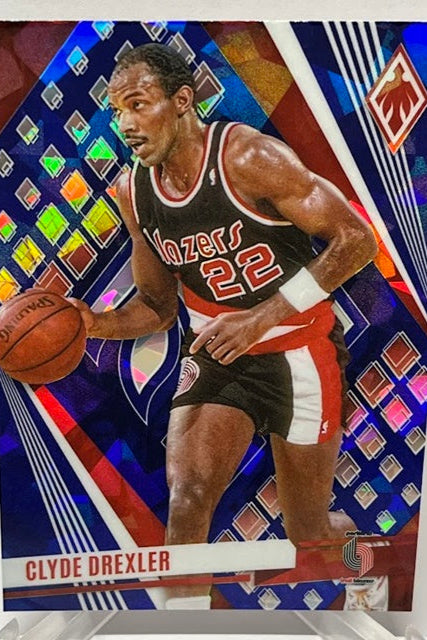 2023-24 Panini Phoenix Blue Cracked Ice Clyde Drexler Portland #240