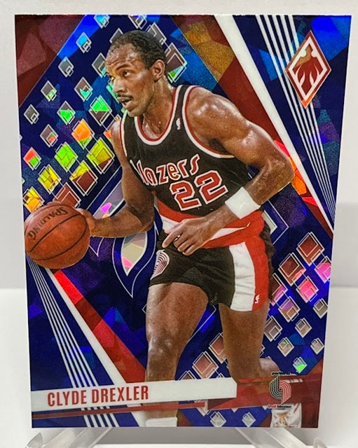 2023-24 Panini Phoenix Blue Cracked Ice Clyde Drexler Portland #240