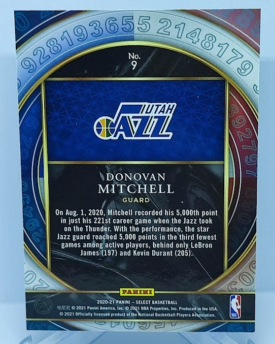 2020-21 Panini Select Numbers Donovan Mitchell Utah #9