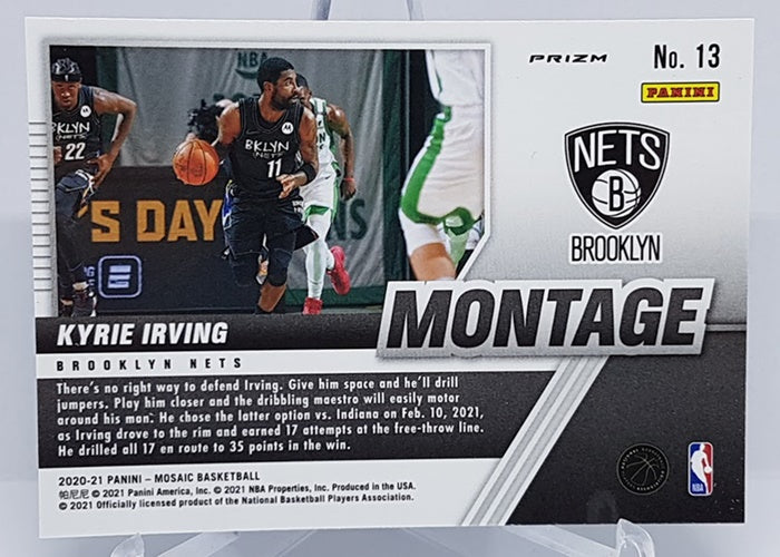 2020-21 Panini Mosaic Montage Silver Prizm Kyrie Irving Nets #13