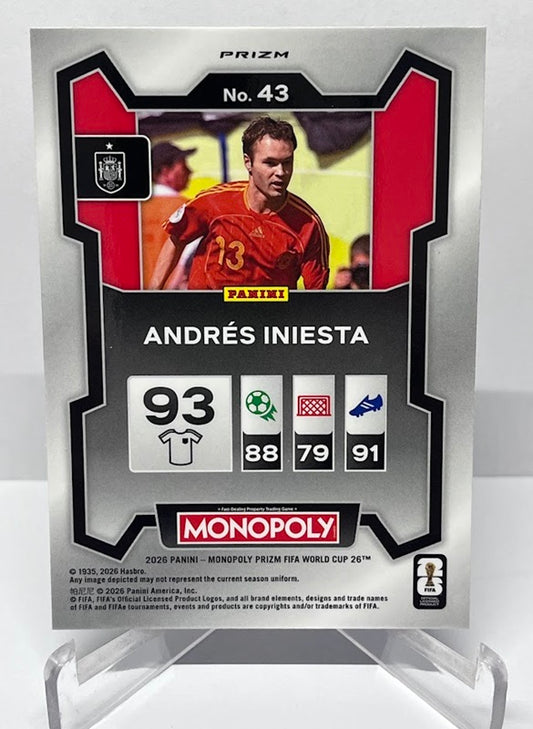 2026 Panini Monopoly Prizm FIFA World Cup Blue Wave Andres Iniesta #43