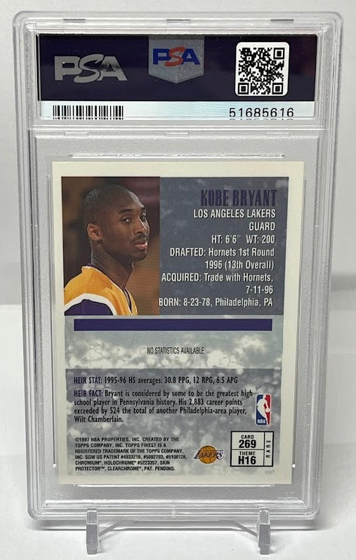 1996-97 Topps Finest Heirs RC Kobe Bryant Lakers #269 PSA 8 *2