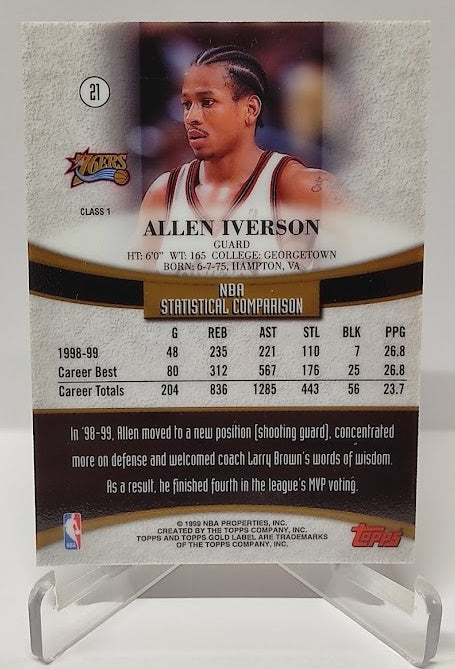 1999 Topps Gold Label Allen Iverson Philadelphia 76ers #21