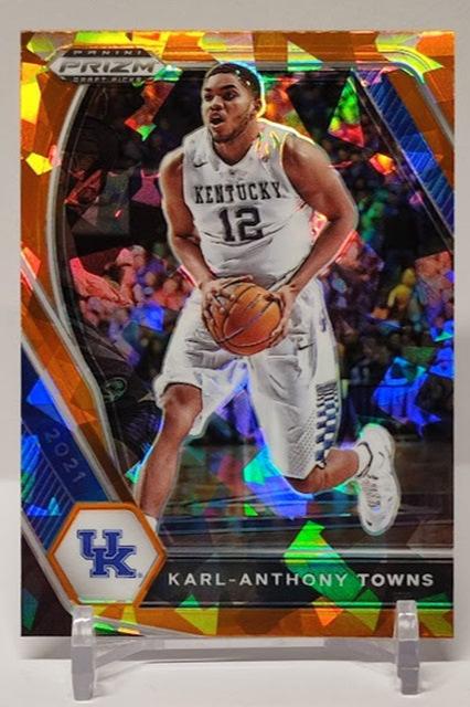 2021 Panini Prizm Draft Picks Orange Cracked Ice Karl-Anthony Towns #67