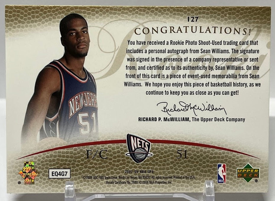 2007-08 Upper Deck SPA Patch AU RC Sean Williams Nets 370/599 *2