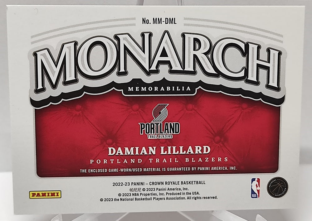 2022-23 Panini Crown Royale Monarch Memorabilia Damian Lillard Portland