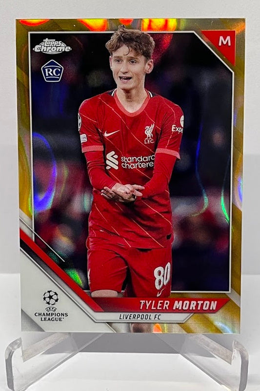 2021-22 Topps Chrome UEFA Gold Lava RC Tyler Morton Liverpool FC #87
