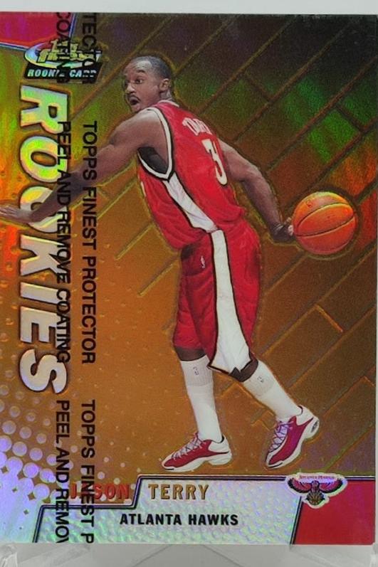 1999 Topps Finest Rookie Card Refractor Rookies Jason Terry Hawks #115