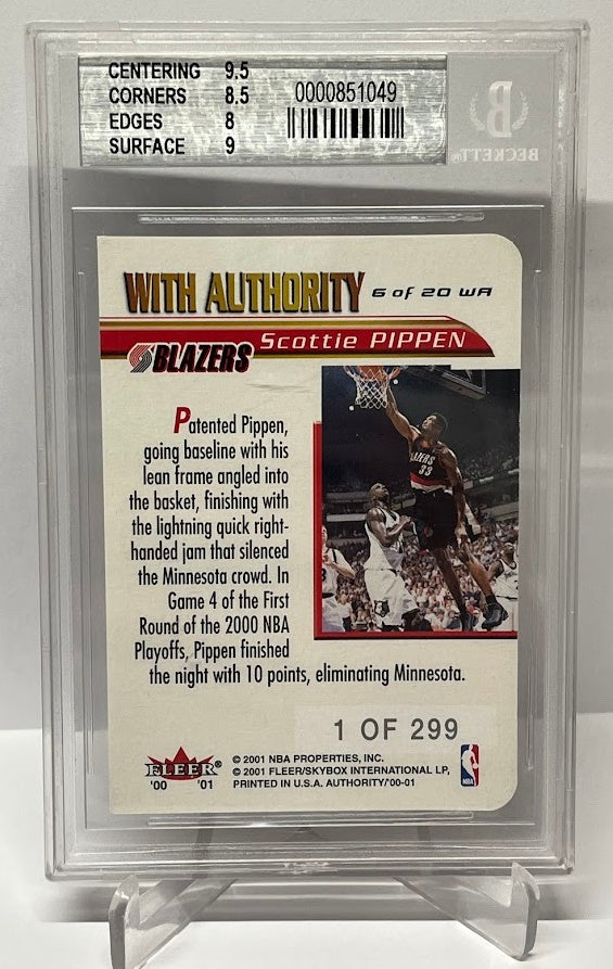 2000-01 Fleer Authority Scottie Pippen Portland /299 #6 BGS 8.5 *2